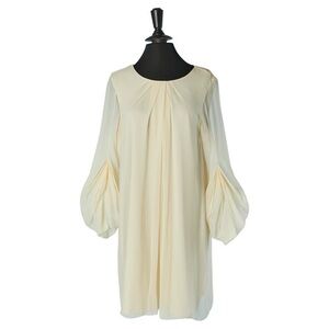 Diane von Furstenberg 100% Silk Sheer Mini Dress Cream Size 6